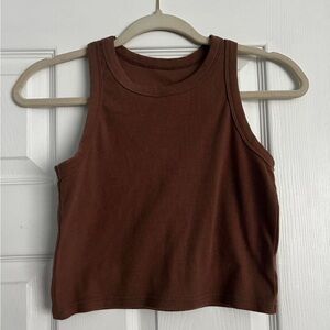 Brown Ribbed Tank Top